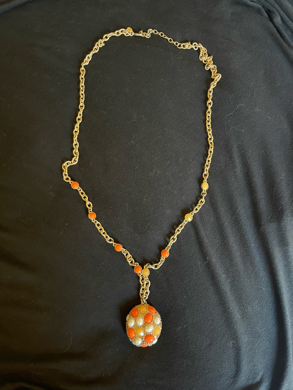 Lia Sophia Gold-Tone Necklace with Orange Bead Accents